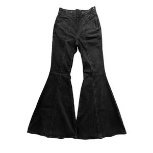 Free People “Know Me Better”/”Just Float On” Flare Black Jeans, Side Zip, Sz27